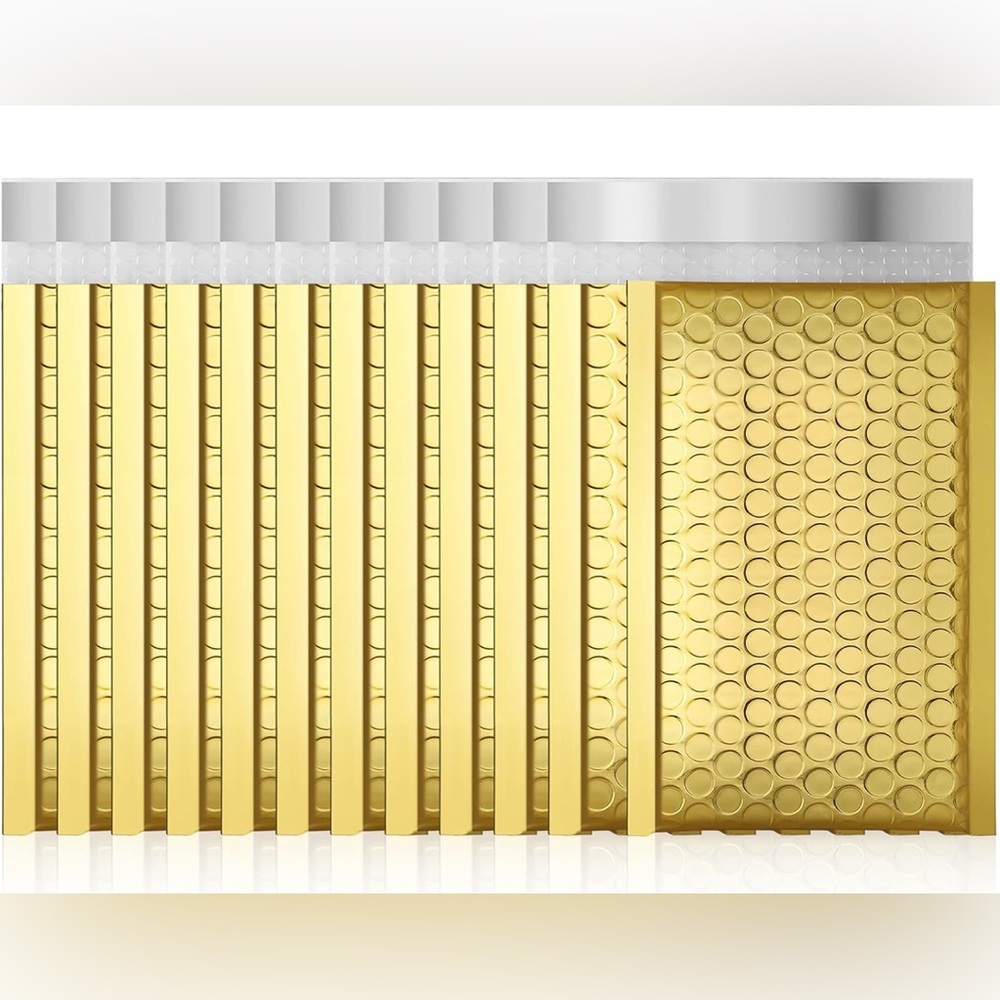 25 Metallic Gold Bubble Mailers 4x7 | Padded Envelopes | Small Business Mailers